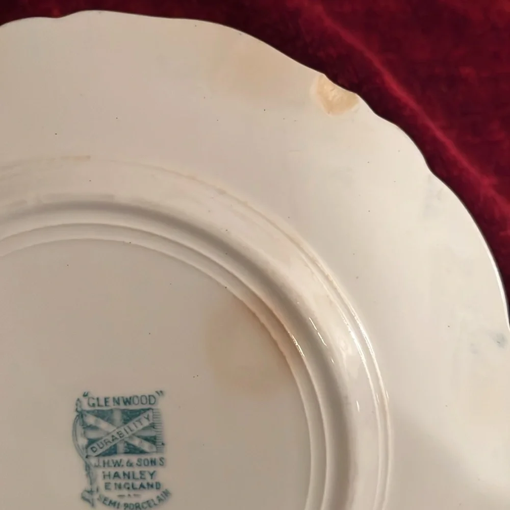 Vintage Glenwood 7” Semi-Porcelain Plates Set of 3 J.H.W. & Sons Hanley, England